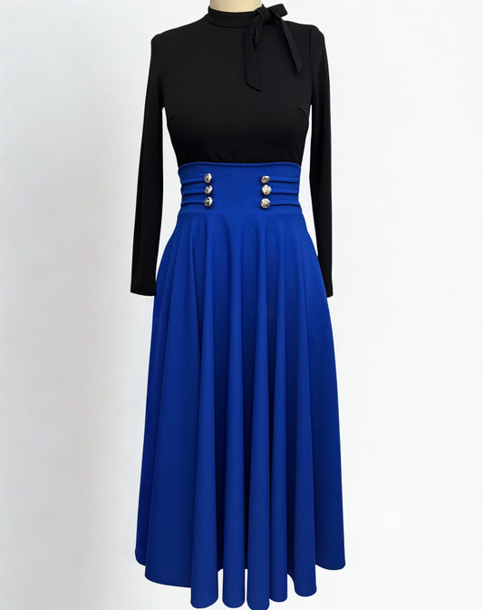 Royal blue button skirt